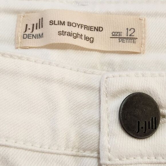 J. Jill Slim Boyfriend White Denim Straight Leg Jeans Women's Size 12 Petite - Picture 7 of 12